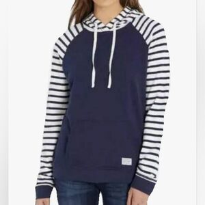 Orvis Blue White Comfy Raglan Hoodie Medium Academia Athleisure Fall